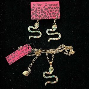 Betsey Johnson Gold Snake Necklace and Earrings Set